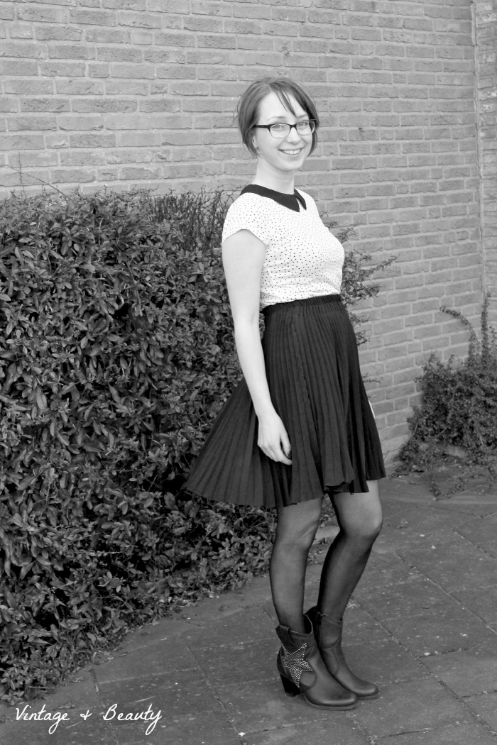 outfit polkadot meets vintage skirt